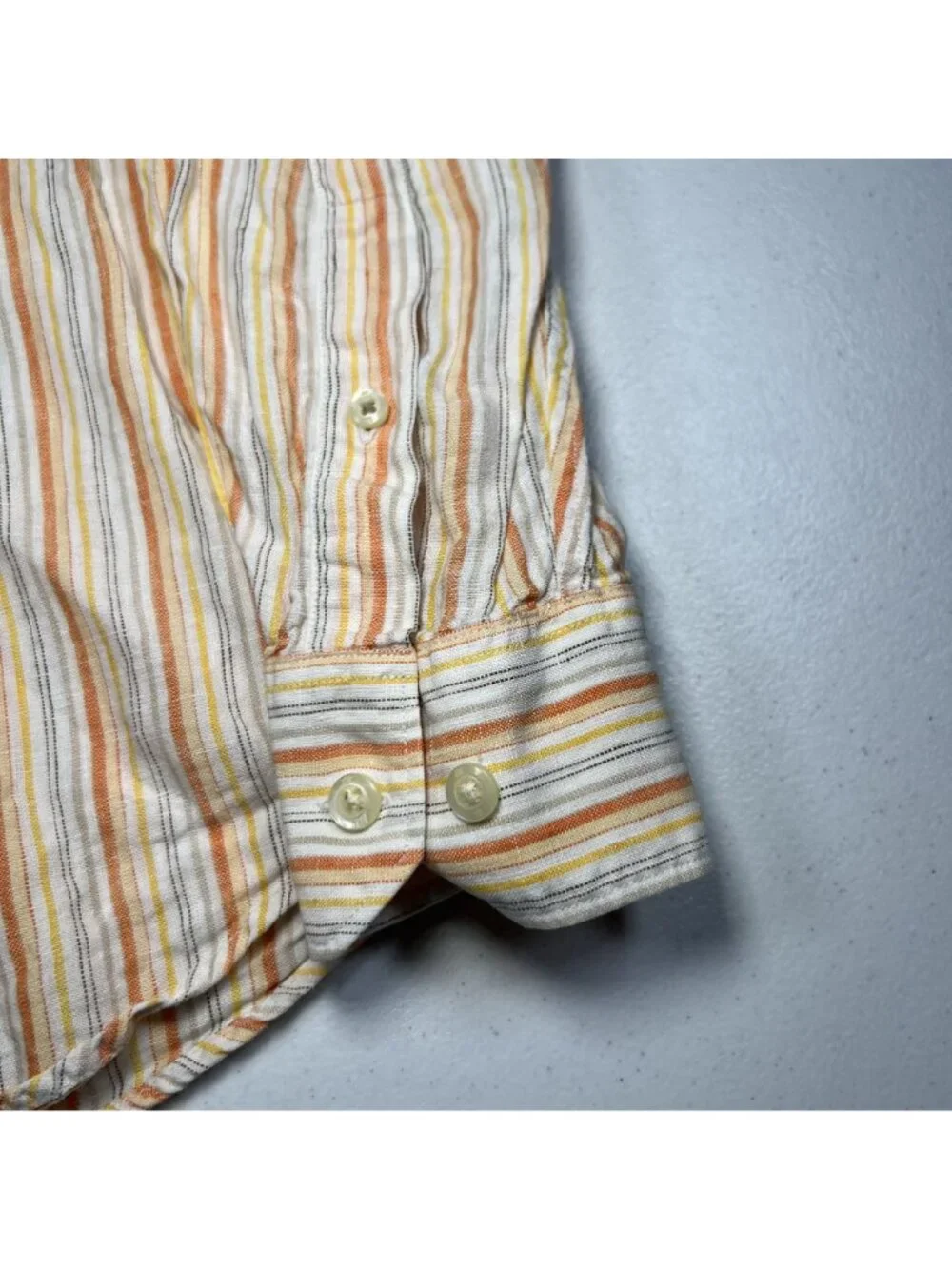 Banana Republic Mens Linen Striped Long Sleeve Button Up Shirt Size Medium